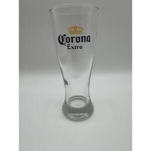 Advertising Corona Extra Beer Drinking Glass 12 Oz. Blue With Gold Crown
